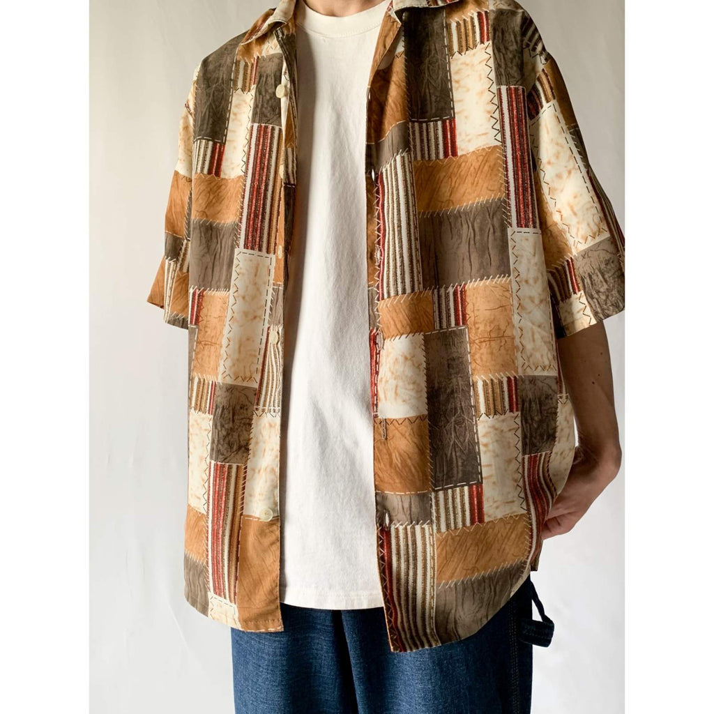 50s Guymont チェック柄 オープンカラー 長袖シャツ 遅し