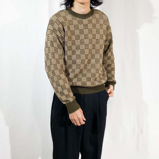 コットン 総柄 ニット