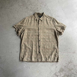 00's BANANA REPUBLIC コットン×リネン 総柄 S/S シャツ