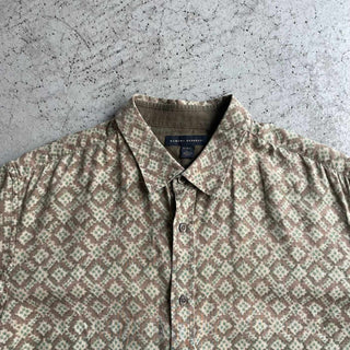 00's BANANA REPUBLIC コットン×リネン 総柄 S/S シャツ
