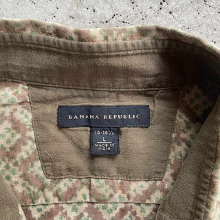 00's BANANA REPUBLIC コットン×リネン 総柄 S/S シャツ