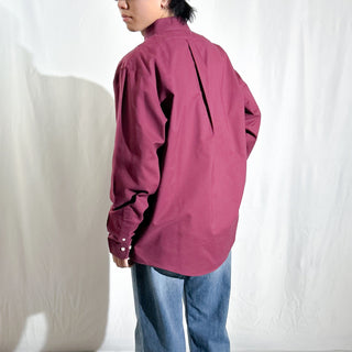 00's Brooks Brothers スーピマコットン ブロードクロス ボタンダウン L/Sシャツ(ワインレッド)