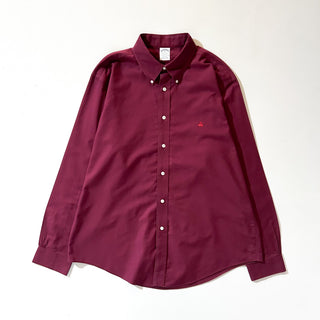 00's Brooks Brothers スーピマコットン ブロードクロス ボタンダウン L/Sシャツ(ワインレッド)