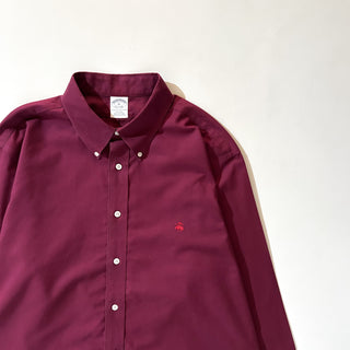 00's Brooks Brothers スーピマコットン ブロードクロス ボタンダウン L/Sシャツ(ワインレッド)