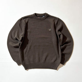 00's CHAPS ブラウン ワンポイント コットン ニット セーター