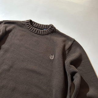 00's CHAPS ブラウン ワンポイント コットン ニット セーター