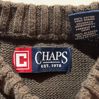 00's CHAPS ブラウン ワンポイント コットン ニット セーター
