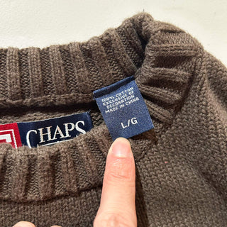 00's CHAPS ブラウン ワンポイント コットン ニット セーター