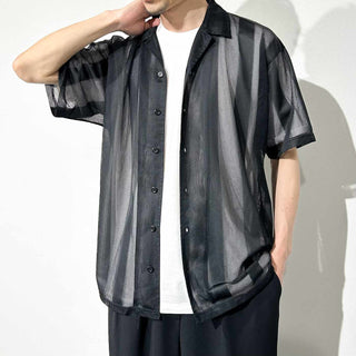 00's CLAUDIO NUCCI メッシュ ストライプ S/Sシャツ