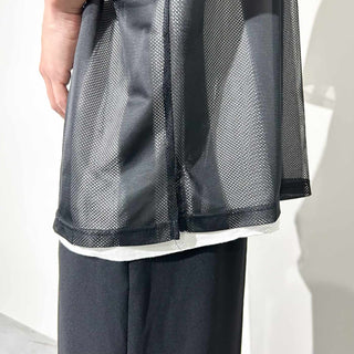 00's CLAUDIO NUCCI メッシュ ストライプ S/Sシャツ