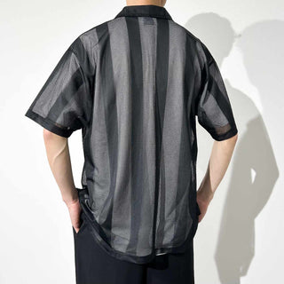00's CLAUDIO NUCCI メッシュ ストライプ S/Sシャツ