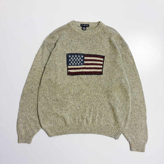 00's COTTON TRADERS 星条旗 ラミー×ウール ニット セーター