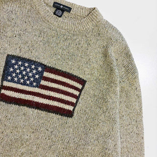 00's COTTON TRADERS 星条旗 ラミー×ウール ニット セーター