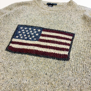 00's COTTON TRADERS 星条旗 ラミー×ウール ニット セーター