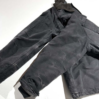 00's Carhartt ブラック 裏キルティング フェード ダック トラディショナル コート