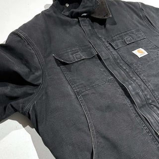 00's Carhartt ブラック 裏キルティング フェード ダック トラディショナル コート