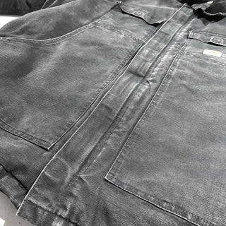 00's Carhartt ブラック 裏キルティング フェード ダック トラディショナル コート