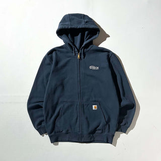 00's Carhartt ネイビー ワンポイント フルジップ スウェット パーカ