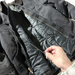 00's Carhartt ブラック 裏キルティング フェード ダック トラディショナル コート