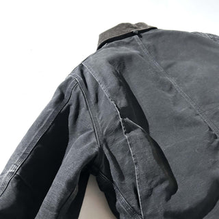 00's Carhartt ブラック 裏キルティング フェード ダック トラディショナル コート