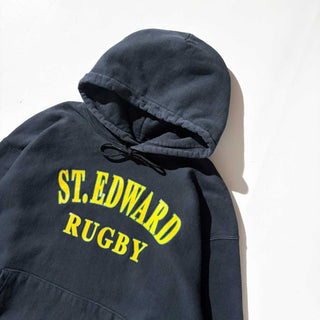 ～00's Champion "PREMIUM REVERSE WEAVE" プリント スウェット フーディー (ブラック)