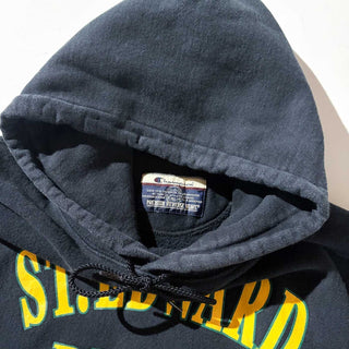 ～00's Champion "PREMIUM REVERSE WEAVE" プリント スウェット フーディー (ブラック)