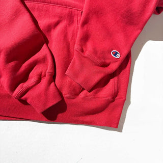 ～00's Champion "PREMIUM REVERSE WEAVE" プリント スウェット フーディー (レッド)