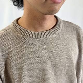 00's Croft & Barrow 前V コットン ニット セーター(ライトベージュ)