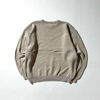00's Croft & Barrow 前V コットン ニット セーター(ライトベージュ)