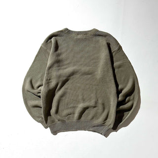 00's Croft & Barrow 前V コットン ニット セーター(オリーブ)