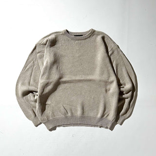 00's Croft & Barrow 前V コットン ニット セーター(ライトベージュ)