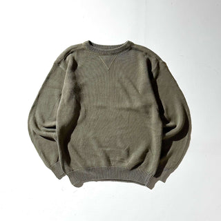 00's Croft & Barrow 前V コットン ニット セーター(オリーブ)