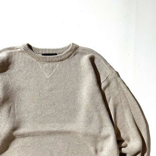00's Croft & Barrow 前V コットン ニット セーター(ライトベージュ)