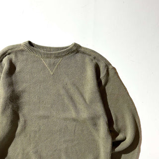00's Croft & Barrow 前V コットン ニット セーター(オリーブ)