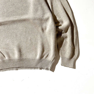 00's Croft & Barrow 前V コットン ニット セーター(ライトベージュ)