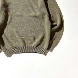 00's Croft & Barrow 前V コットン ニット セーター(オリーブ)