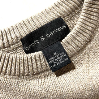 00's Croft & Barrow 前V コットン ニット セーター(ライトベージュ)