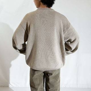 00's Croft & Barrow 前V コットン ニット セーター(ライトベージュ)