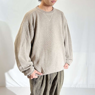 00's Croft & Barrow 前V コットン ニット セーター(ライトベージュ)