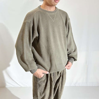 00's Croft & Barrow 前V コットン ニット セーター(オリーブ)