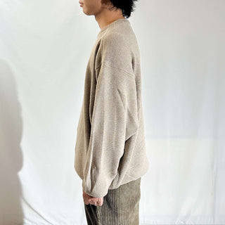 00's Croft & Barrow 前V コットン ニット セーター(ライトベージュ)