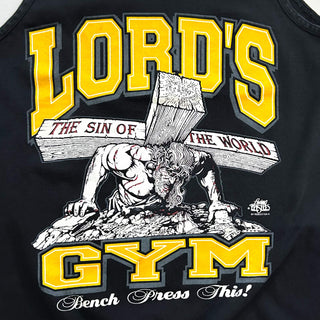 00's DELTA LORD'S GYM "HIS PAIN YOUR GAIN" ジーザス 両面プリント タンクトップ