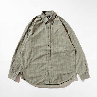 00's DOCKERS コットン チェック B.D. L/S シャツ (グリーン)