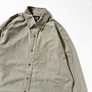 00's DOCKERS コットン チェック B.D. L/S シャツ (グリーン)