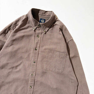 00's DOCKERS コットン チェック B.D. L/S シャツ (ブラウン)