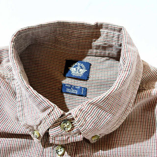 00's DOCKERS コットン チェック B.D. L/S シャツ (ブラウン)