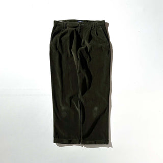 00's Dockers オリーブ ワイド ２タック 細畝 コーデュロイ パンツ