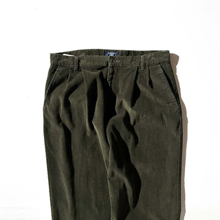 00's Dockers オリーブ ワイド ２タック 細畝 コーデュロイ パンツ