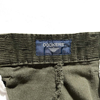 00's Dockers オリーブ ワイド ２タック 細畝 コーデュロイ パンツ