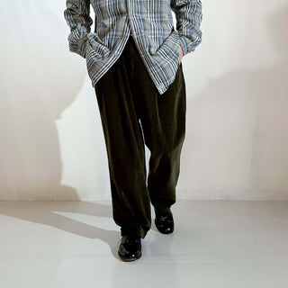 00's Dockers オリーブ ワイド ２タック 細畝 コーデュロイ パンツ